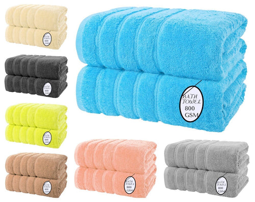 2x-LARGE BATH TOWELS 800 GSM 100% EGYPTIAN COTTON SUPER JUMBO TOWELS 70 X 130 cm Towelsworld